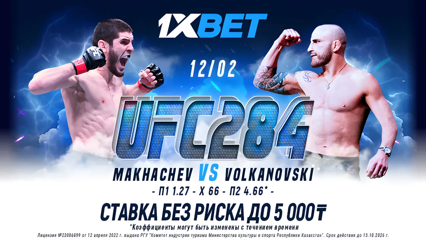 1xBet предлагает «Ставку без риска» на бой Махачев – Волкановски