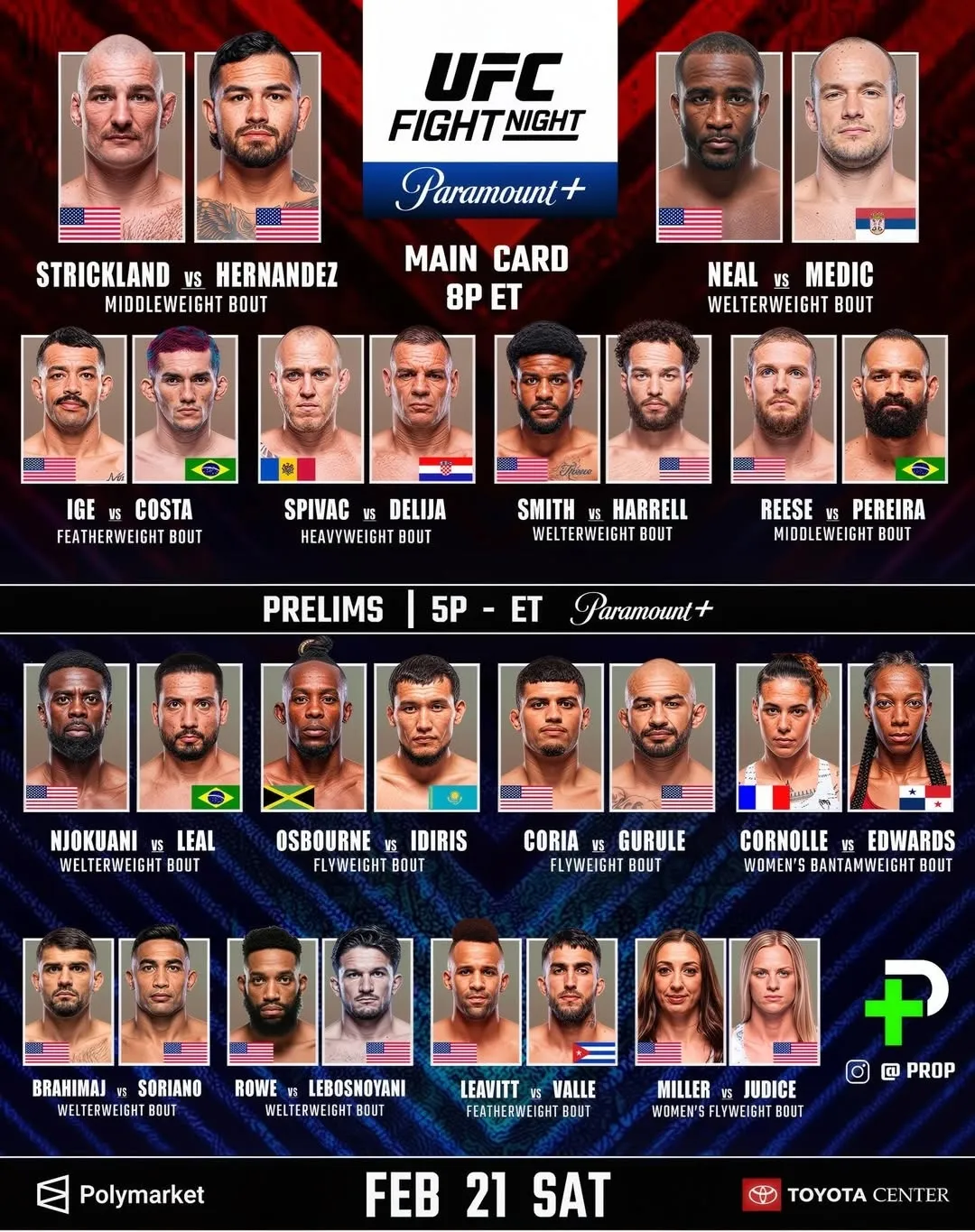 Полный кард турнира UFC Fight Night 267