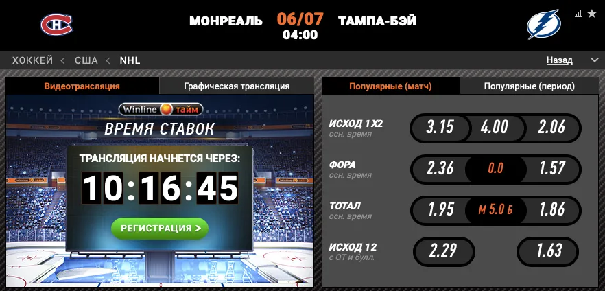 Винлайн «Монреаль» – «Тампа»