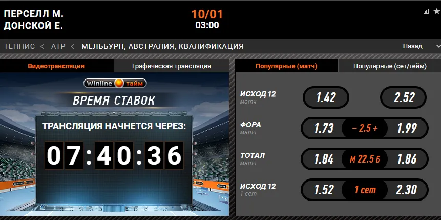 Смотреть теннис в Винлайне