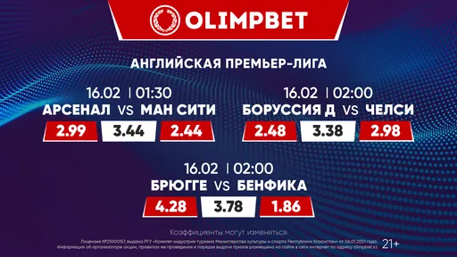 Суперматч в Англии и две битвы в Лиге чемпионов: расклады Olimpbet на топовые встречи 15 февраля