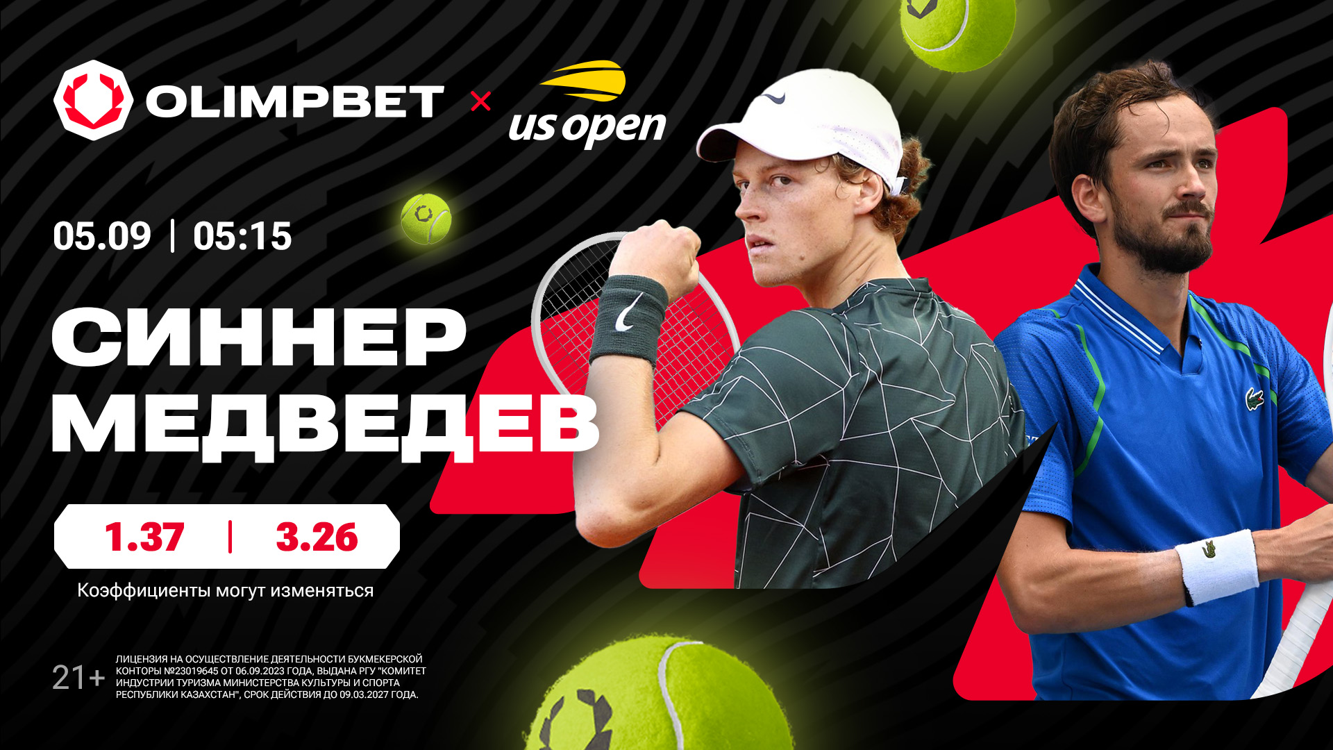 Битвы, достойные финала: расклады Olimpbet на US Open