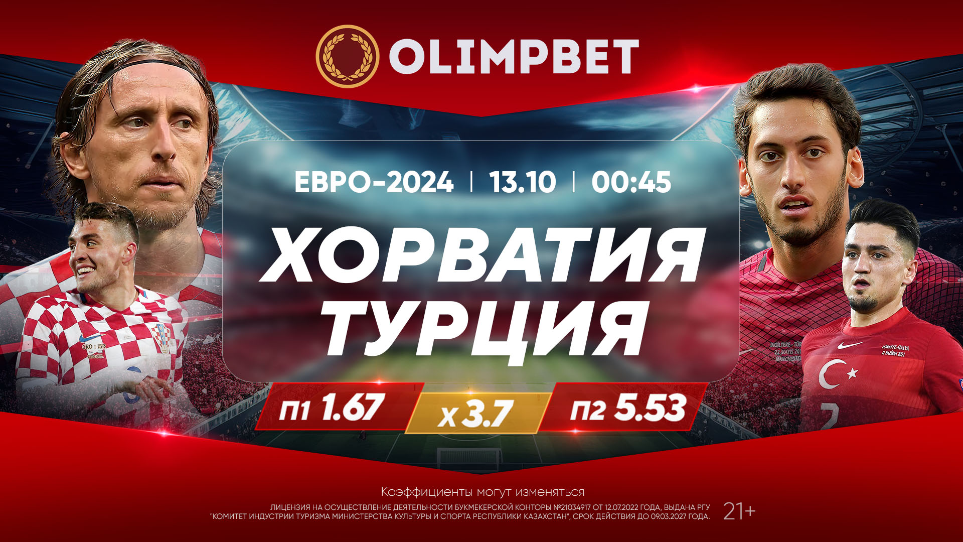 Хорватия – Турция и Испания – Шотландия: расклады и кэфы Olimpbet на матчи  квалификации Евро-2024