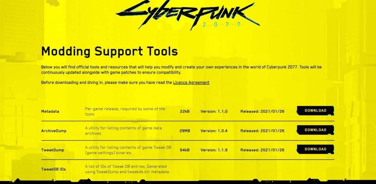 Инструменты для создания модов в Cyberpunk 2077