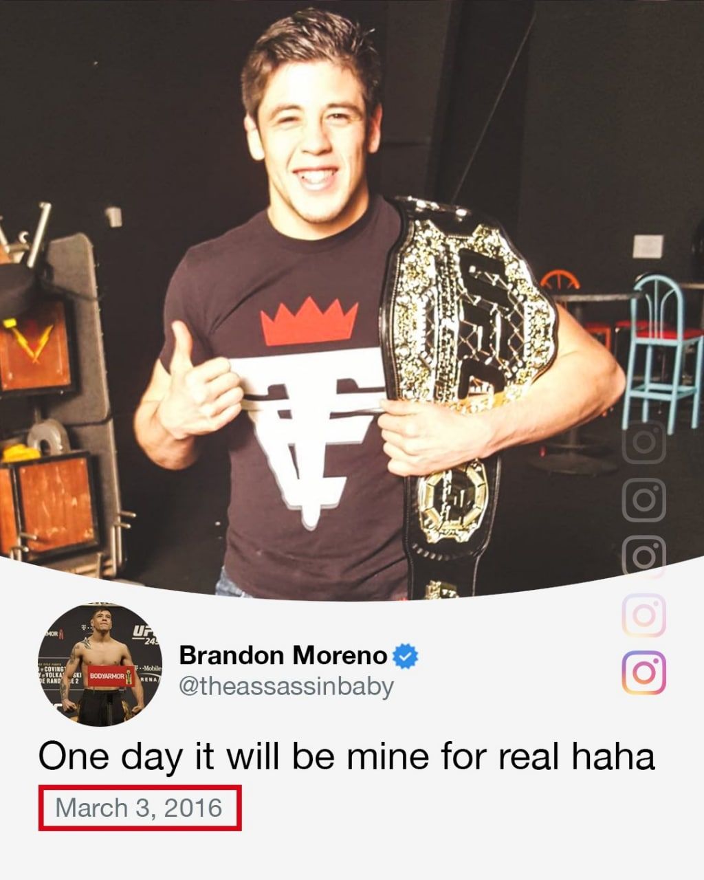 Морено и его мечта стать чемпионом пять лет назад